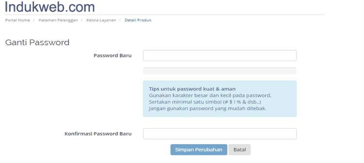 Cara Merubah Kata Sandi cPanel dari Portal Pelanggan 3 Mengubah Kata Sandi cPanel dari Portal Pelanggan